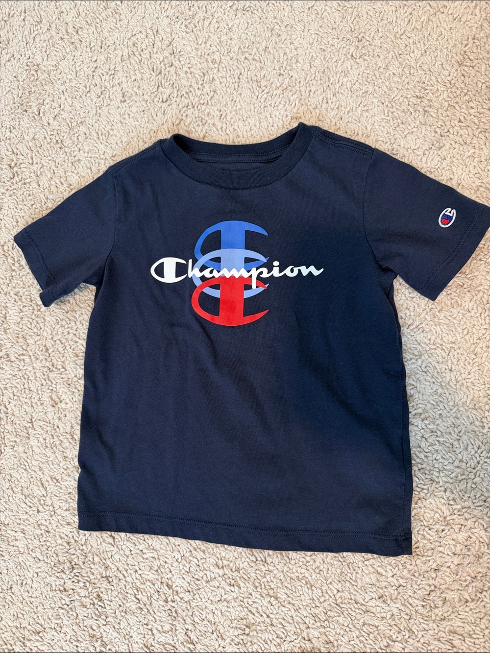 Champion Kids Navy T-Shirt with Red & Blue Logo